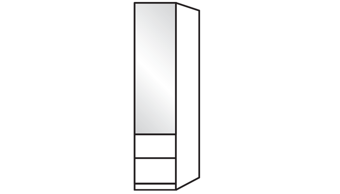1 Door Mirrored Combination wardrobe Left hand opening