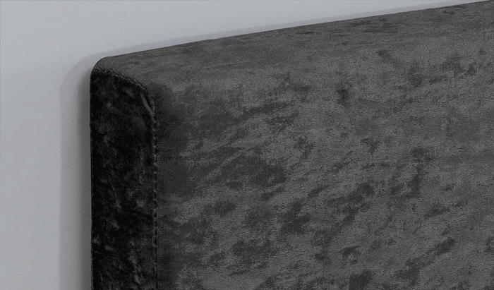 Single Fabric Bedstead In Black Crushed Velvet