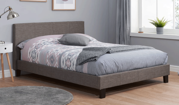 Kingsize Fabric Bedstead In Grey