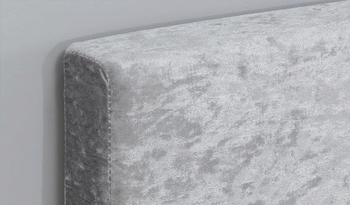Double Fabric Bedstead In Steel Crushed Velvet