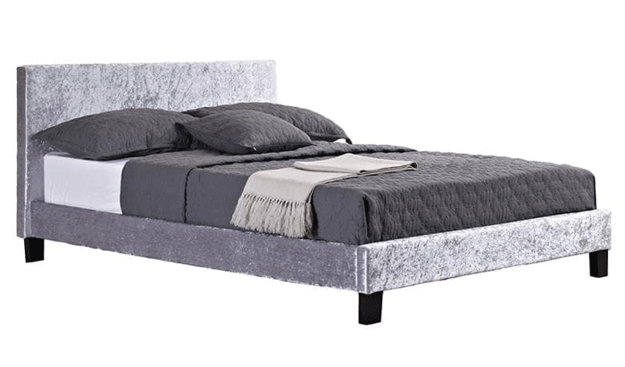 Single Fabric Bedstead In Steel Crushed Velvet