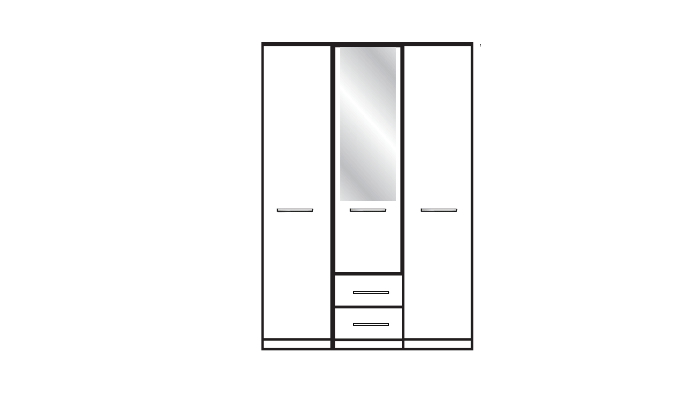 3 Door mirrored Functional unit wardrobe with Cornice