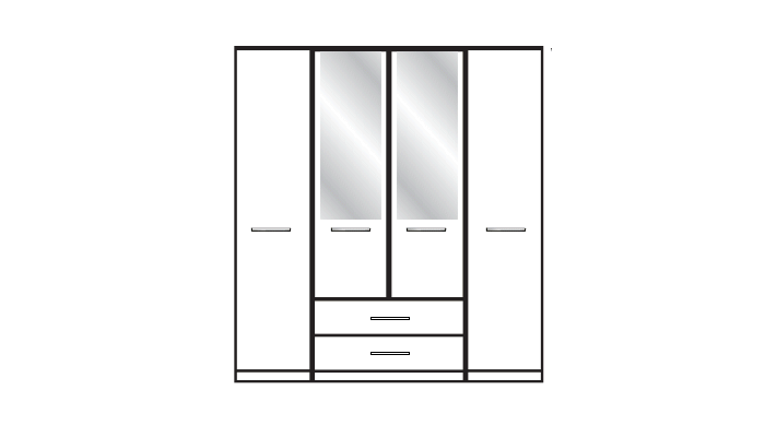 4 Door mirrored Functional unit wardrobe with Cornice