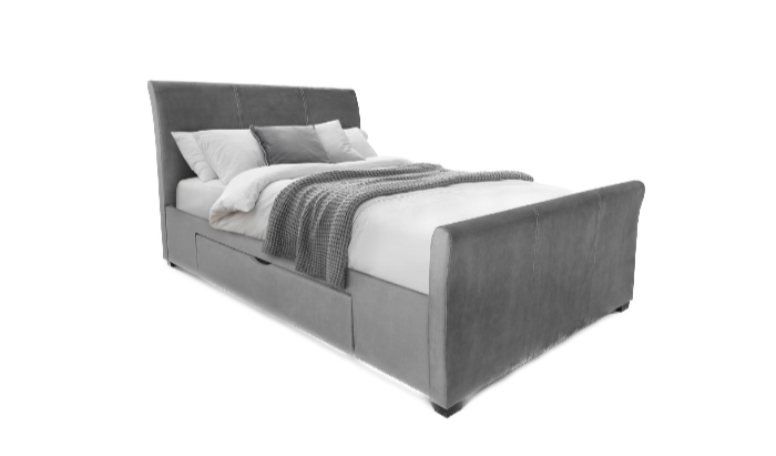 Bed With Drawers Dark Grey Velvet 135Cm
