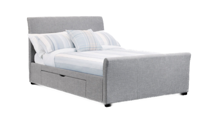 Fabric Bed With Drawers Light Grey 135Cm