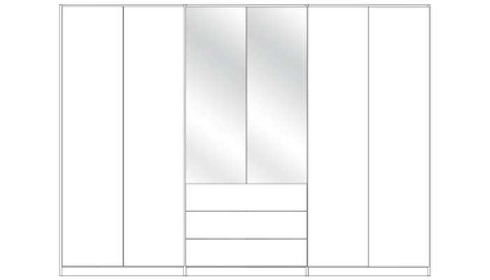 6 Door 3 Drawer Mirrored Combination Wardrobe