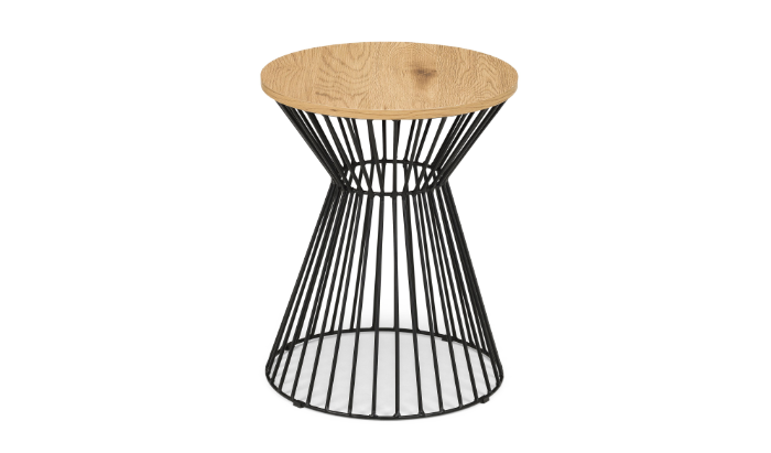 Round Wire Lamp Table - Euro Oak
