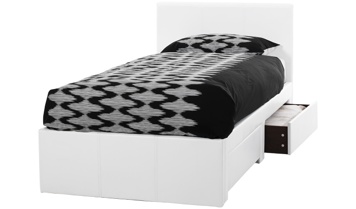 Single Faux Leather Bedstead in White