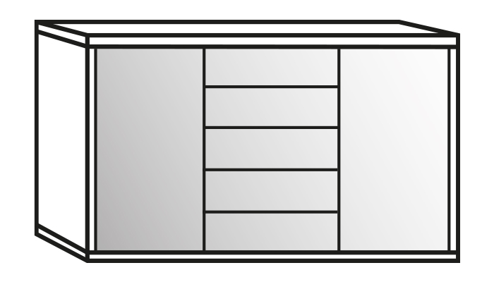 2 Door 5 Drawer Combination Dresser