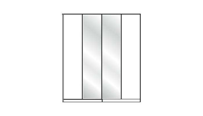 4 Door Bi-Fold 2 Centre Mirror Robe 150cm