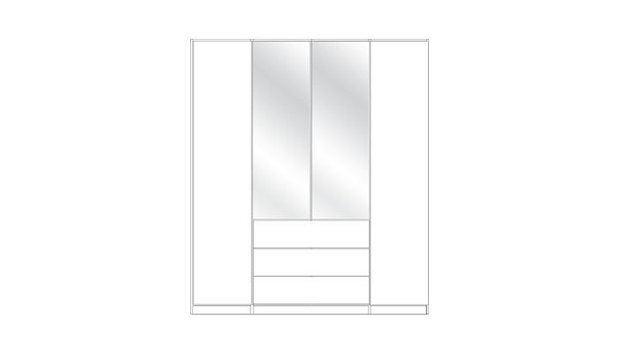 4 Door Bi-Fold Combi Mirrored Robe 150cm