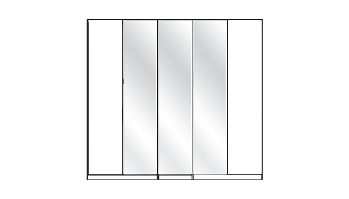 5 Door Bi-Fold 3 Mirror Robe 250cm