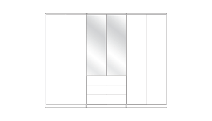 6 Door Bi-Fold Combi 2 Mirror 225cm Robe