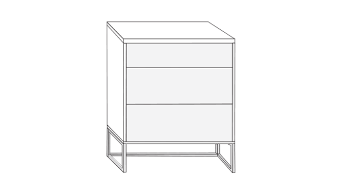 3 Drawer Short and Wide Bedside on Legs