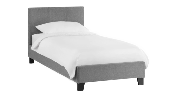 Light Grey Linen Bed 90Cm